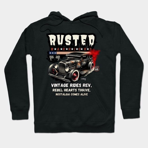 Ride Rev - Rebel Heart - Vintage Classic American Muscle Car - Hot Rod and Rat Rod Rockabilly Retro Collection Hoodie by LollipopINC